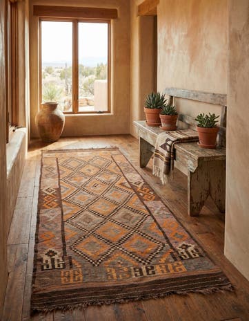 4' 5 x 10' 3 Hand Woven Kilim Fars Wool Runner Rug