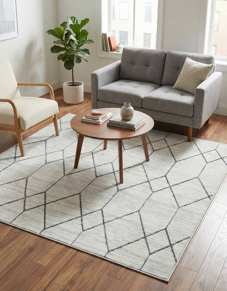 Detail image of 5' 3 x 5' 3 Lattice Trellis Square Rug