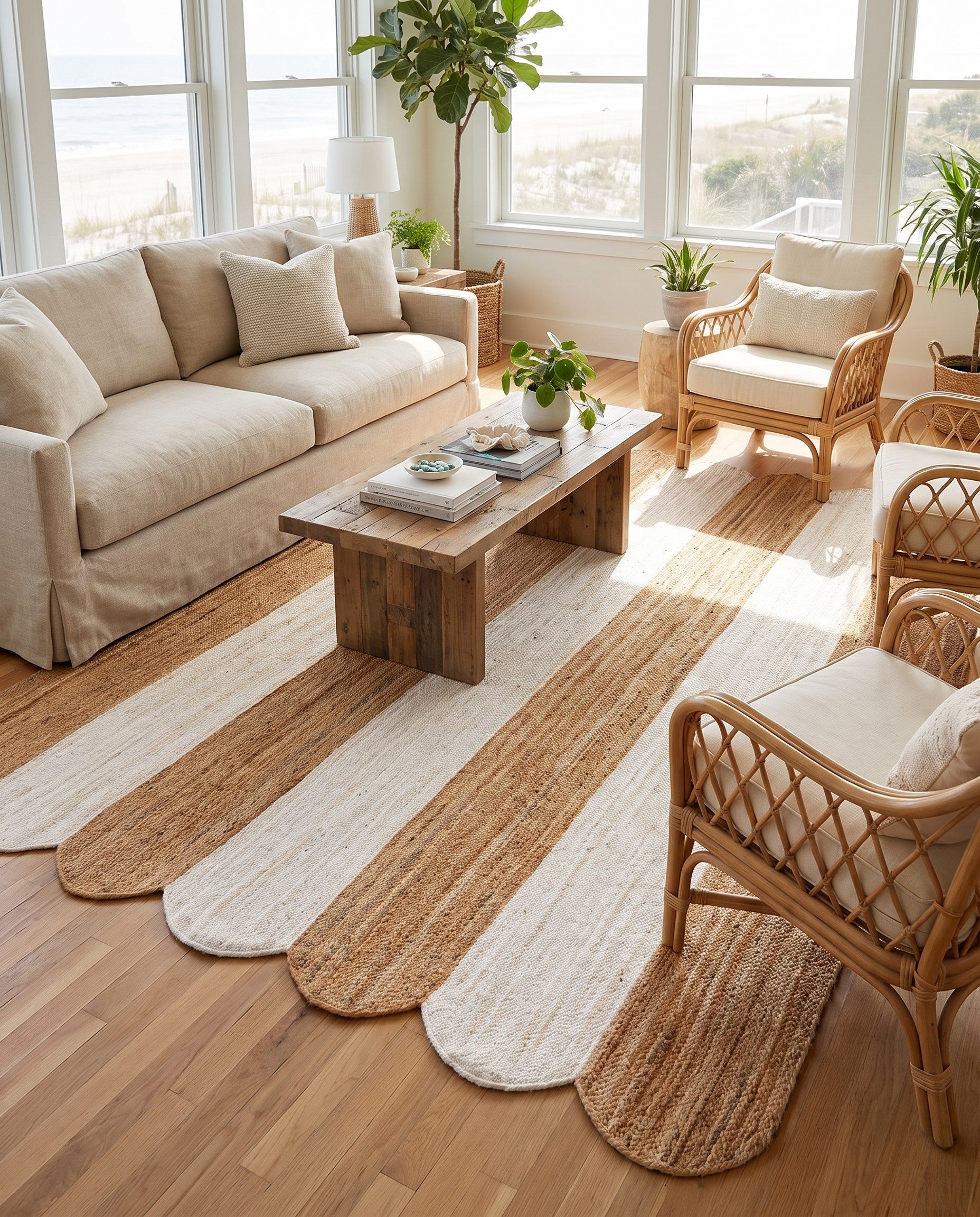 7' 10 x 10' Handmade Scallop Braided Jute Rug