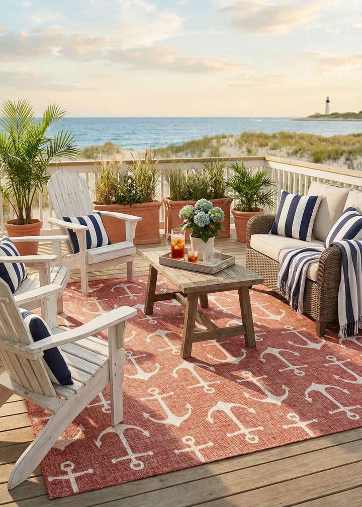10' x 10' Easy-Clean Coastal Indoor / Outdoor Square Rug