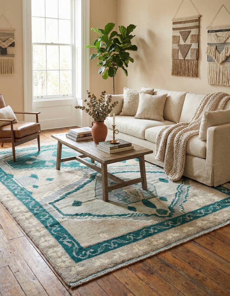 Detail image of 8' 6 x 12'  Hand Knotted Moroccan Wool Rug