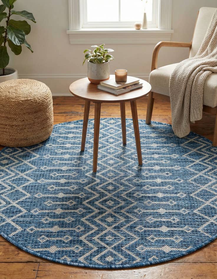Detail image of 3' x 3'  Washable Trellis Indoor / Outdoor Round Rug