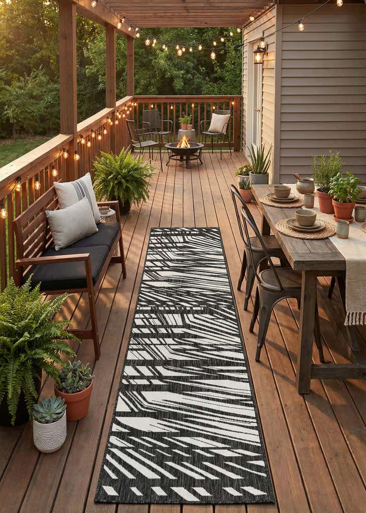 2' 7 x 12' Easy-Clean Modern Indoor / Outdoor Runner Rug