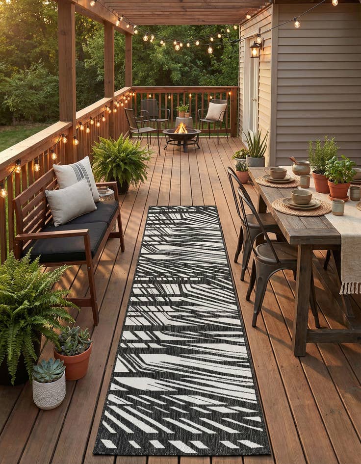 Detail image of 2' 7 x 12' Easy-Clean Modern Indoor / Outdoor Runner Rug