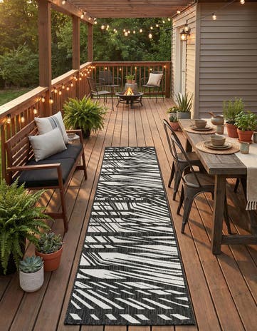 2' 7 x 12' Easy-Clean Modern Indoor / Outdoor Runner Rug
