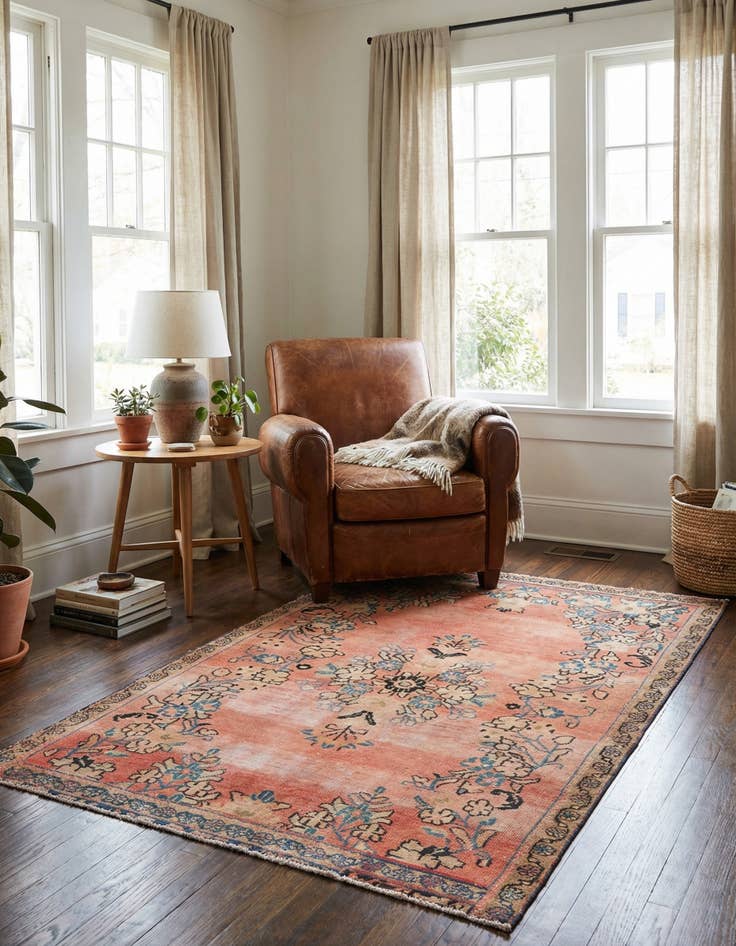 Detail image of 3' 7 x 5' 6  Hand Knotted Ultra Vintage Persian Wool Rug