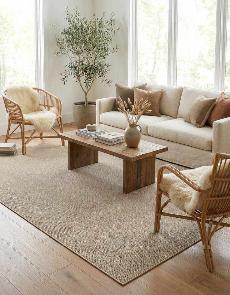 Detail image of 7' 10 x 10' Easy-Clean Solid Indoor / Outdoor Rug