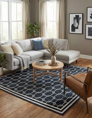 Jill Zarin Navy Blue Metropolitan Uptown Square Rug