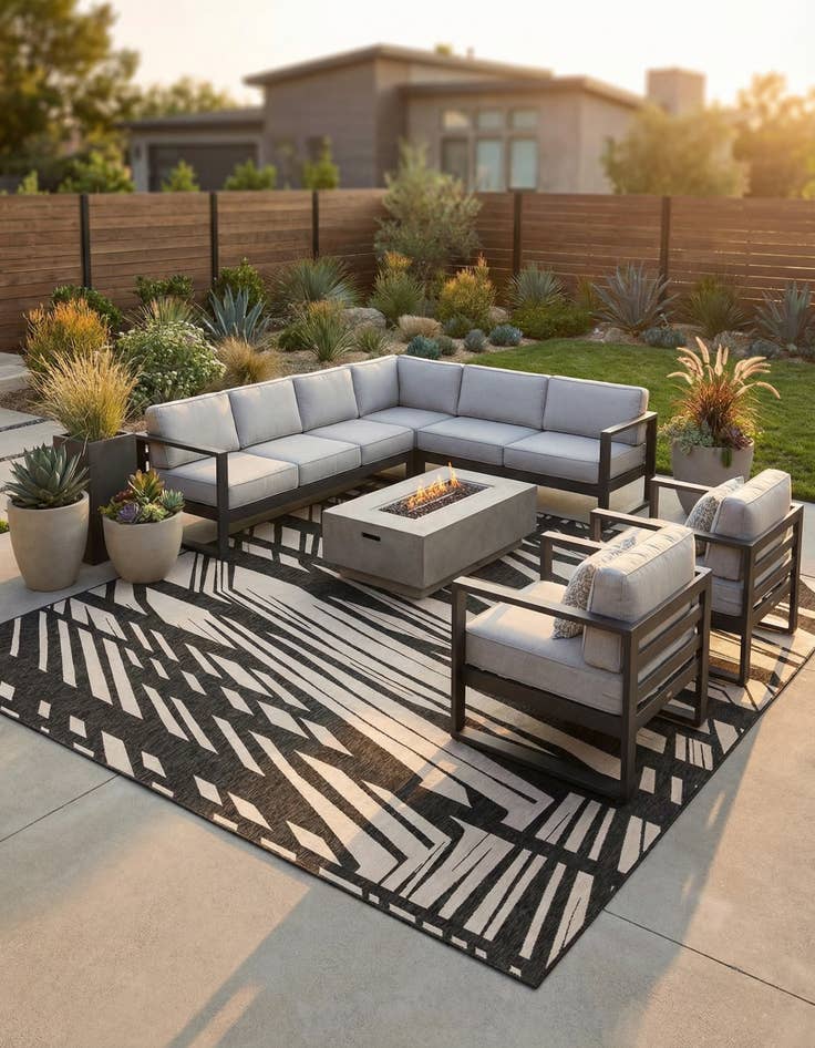 Detail image of 13' x 13'  Washable Modern Indoor / Outdoor Square Rug