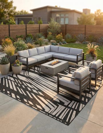 13' x 13' Easy-Clean Modern Indoor / Outdoor Square Rug