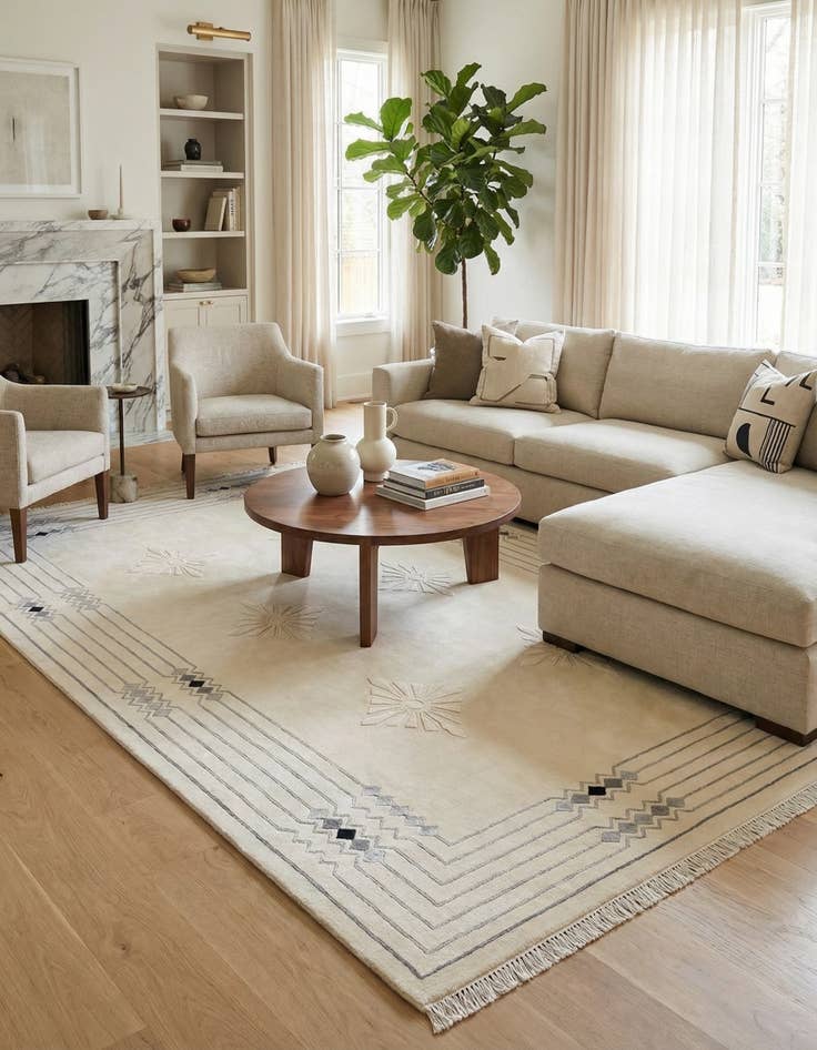 Detail image of 6' 6 x 9' 11  Hand Knotted Darya Wool Rug