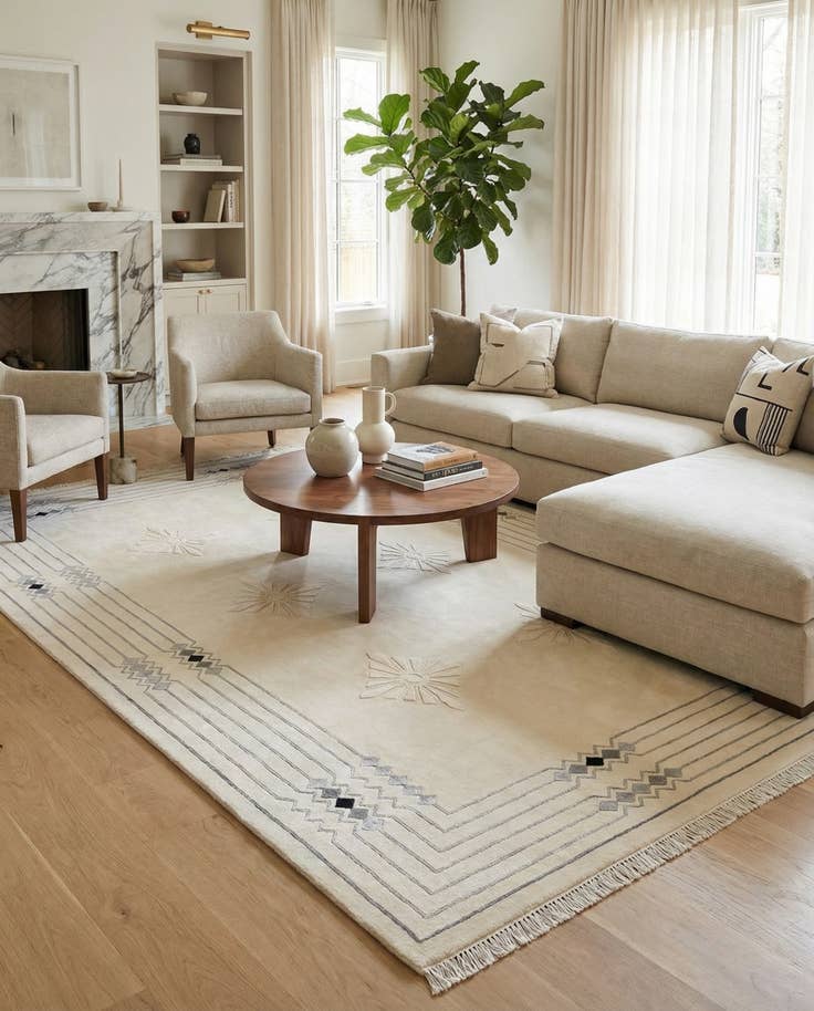 Detail image of 6' 6 x 9' 11 Hand Knotted Darya Wool Rug