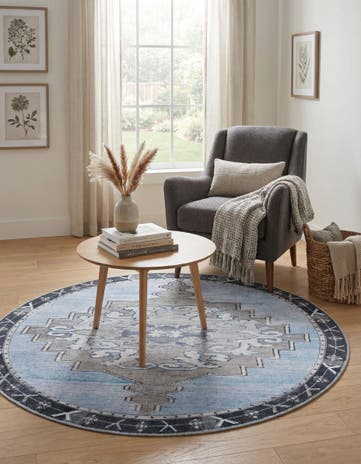 5' x 5' Washable Timeless Round Rug
