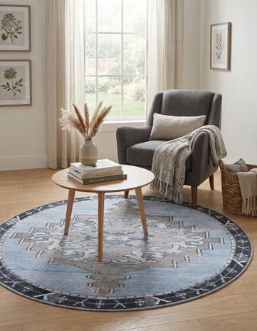 5' x 5' Washable Timeless Round Rug