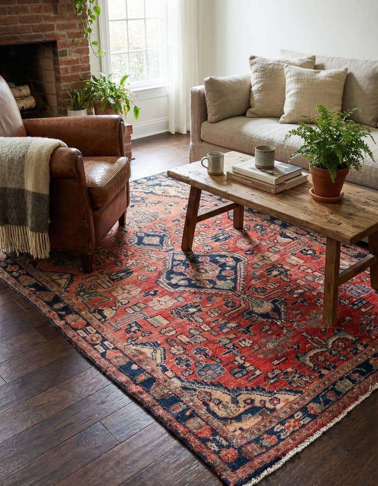 Detail image of 4' 2 x 6' 9  Hand Knotted Ultra Vintage Persian Wool Rug