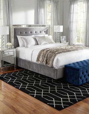 Black and Silver Marilyn Monroe™ Glam Trellis Square Rug