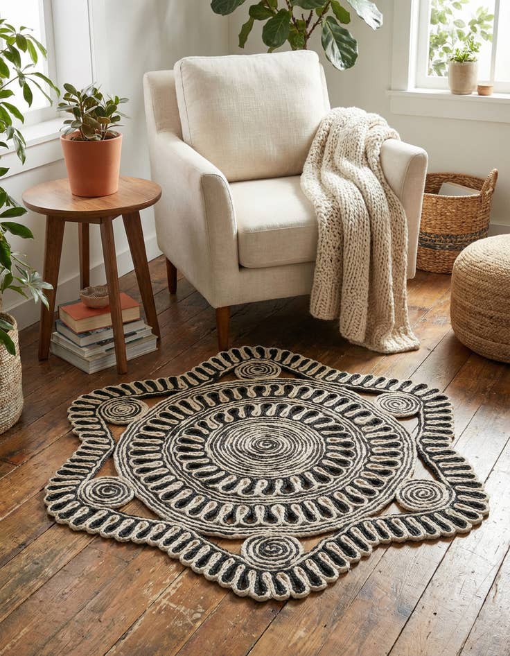 Detail image of 3' 1 x 3' 1  Hand Braided Jute Round Rug