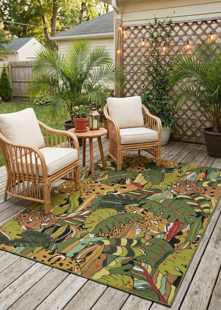 5' x 8' Easy-Clean Botanical Indoor / Outdoor Rug