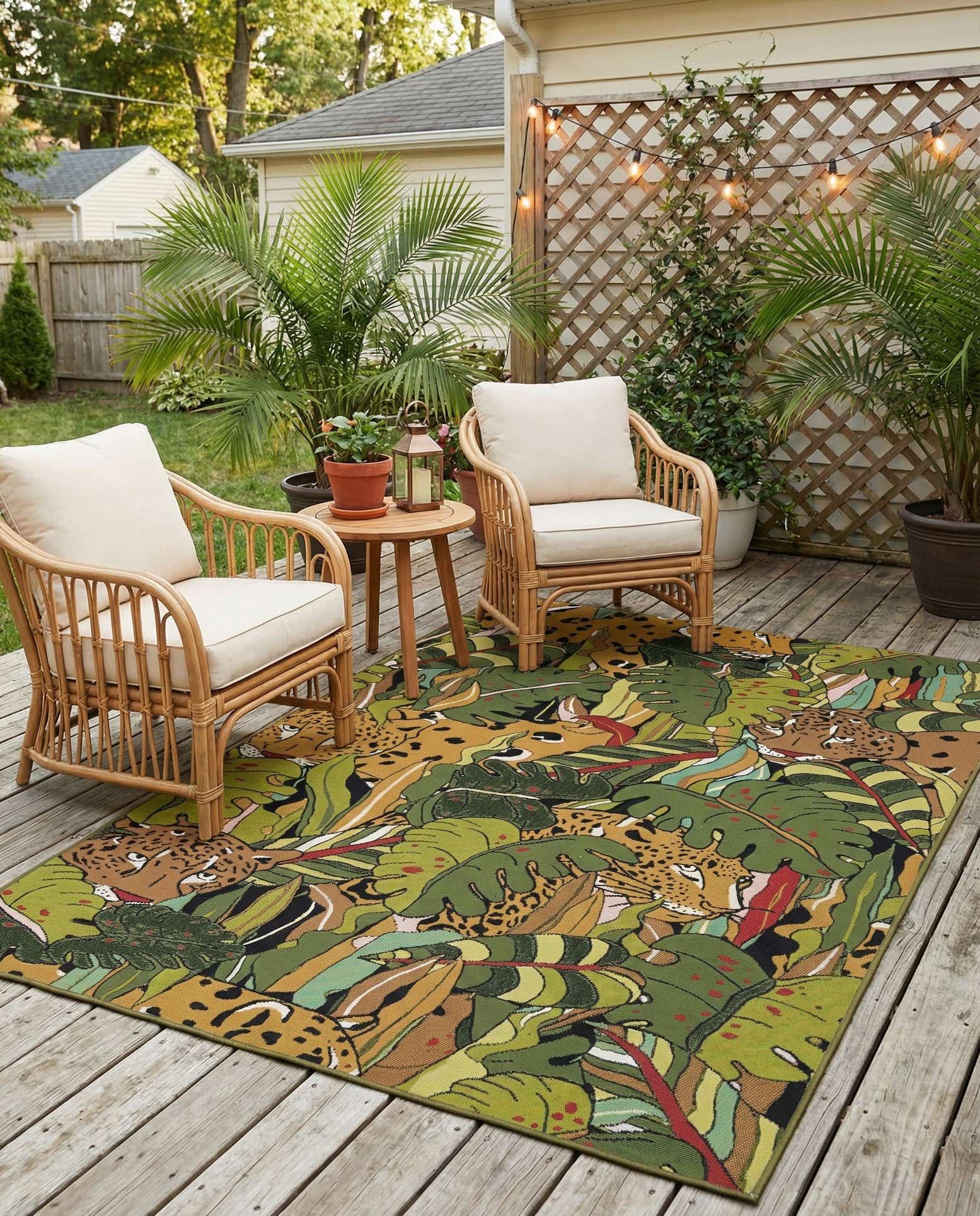 5' x 8' Easy-Clean Botanical Indoor / Outdoor Rug