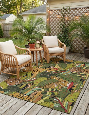 5' x 8' Easy-Clean Botanical Indoor / Outdoor Rug