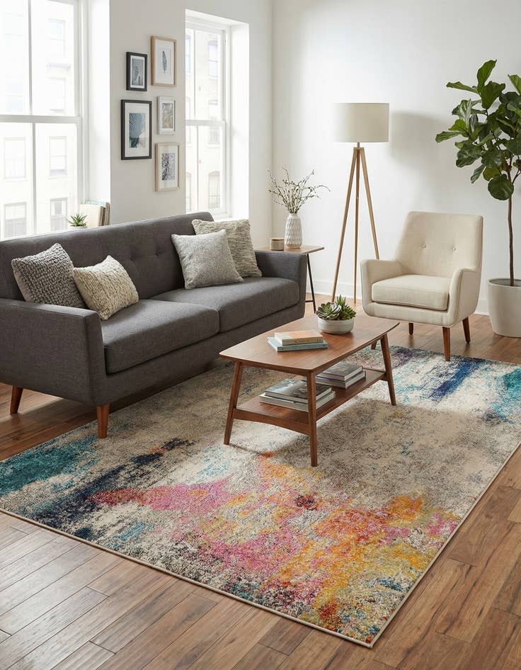 Detail image of 5' x 8'  Washable Spectrum Rug