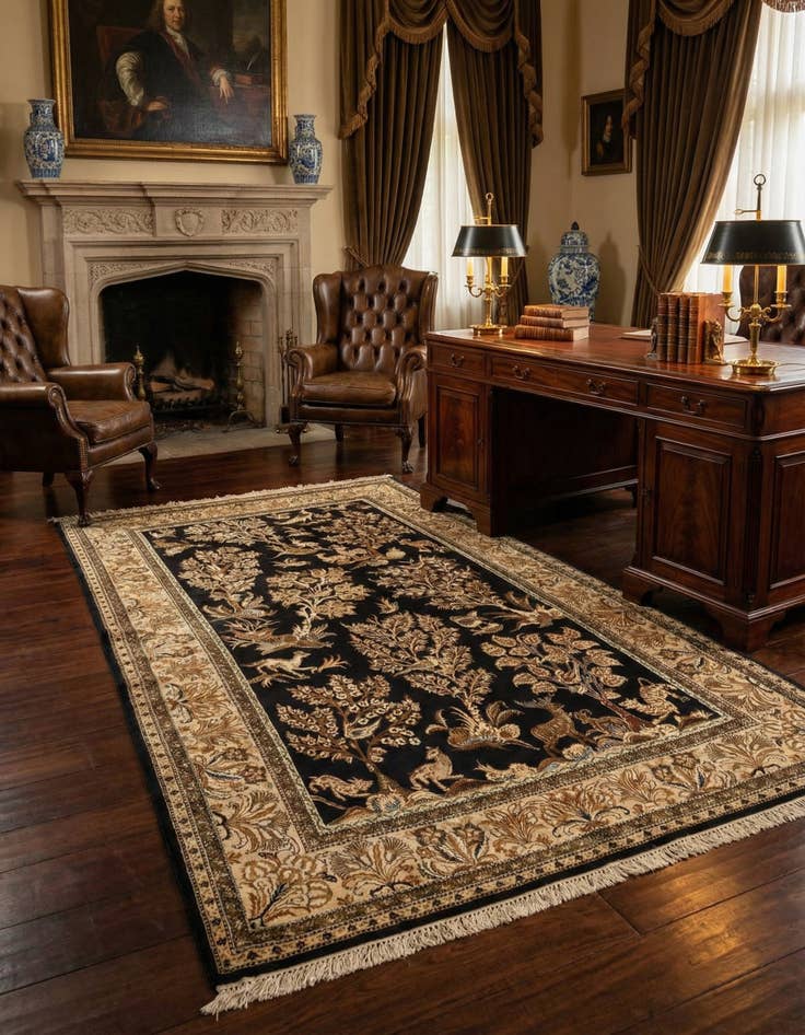 Detail image of 3' 5 x 5' 9 Ghom Silk Rug