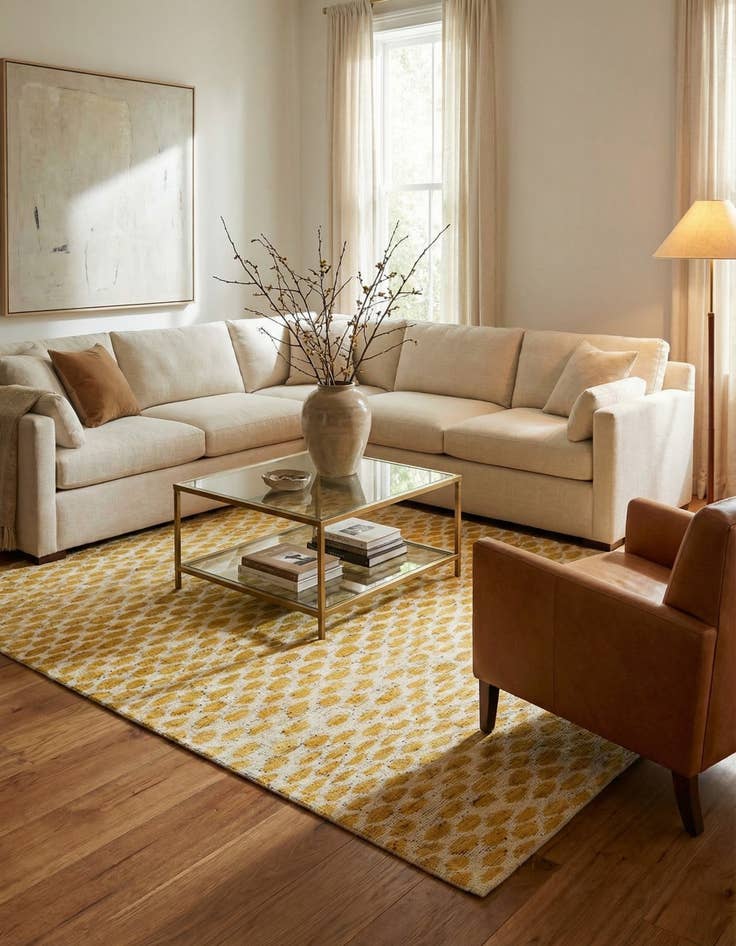 Detail image of 6' 1 x 9'  Hand Knotted Darya Wool Rug