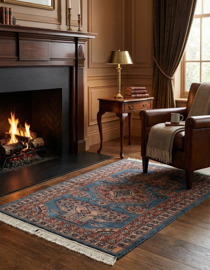 Detail image of 3' 2 x 4' 10 Hand Knotted Bokhara Oriental Wool Rug