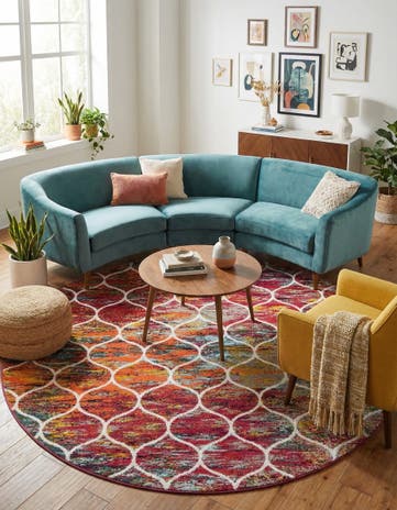 10' x 10' Lattice Frieze Round Rug