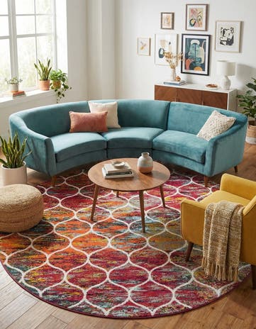 10' x 10' Lattice Frieze Round Rug