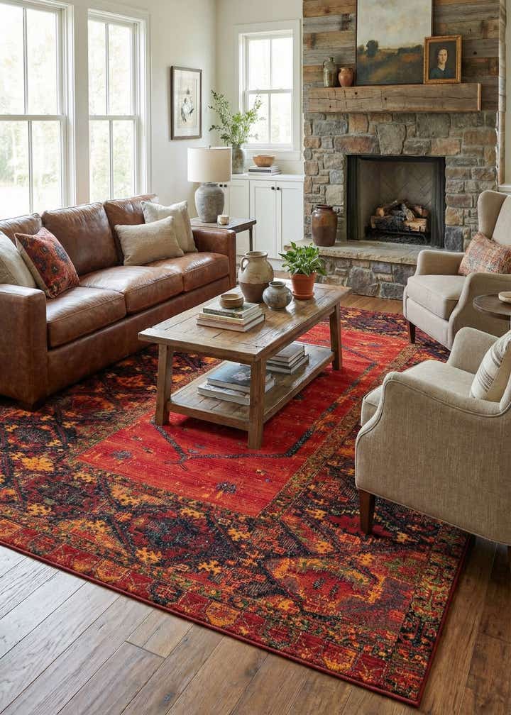 10' x 13' Easy-Clean Tribal Indoor / Outdoor Rug