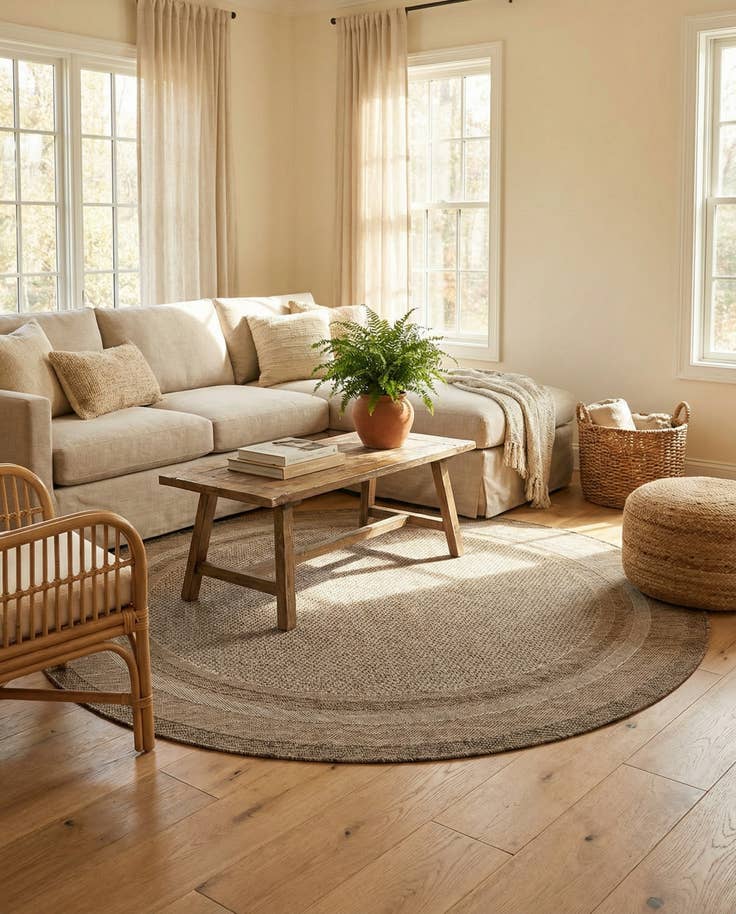 Detail image of 7' 10 x 7' 10 Easy-Clean Border Indoor / Outdoor Round Rug