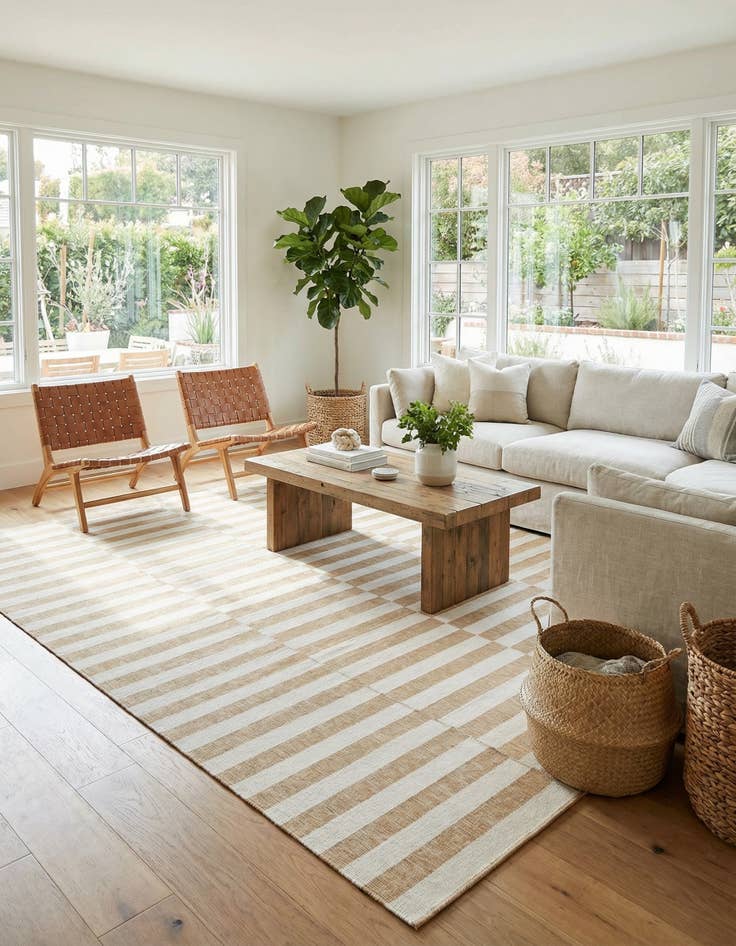 Detail image of 10' x 14'  Washable Striped Indoor / Outdoor Rug