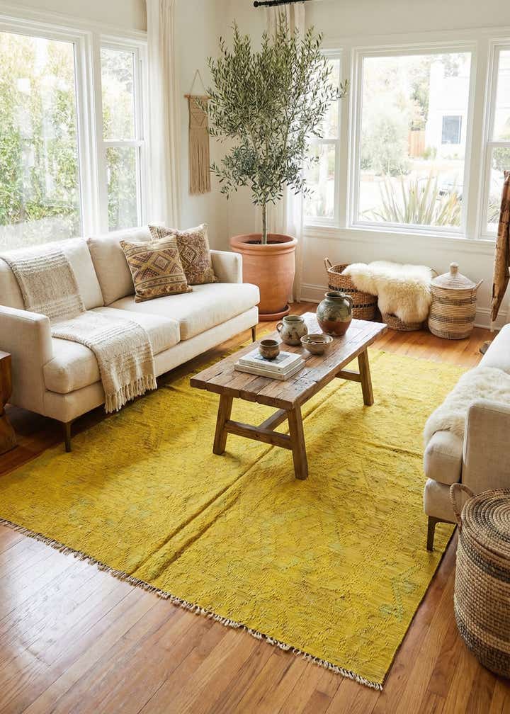 5' 4 x 6' 7 Hand Woven Kilim Fars Square Rug