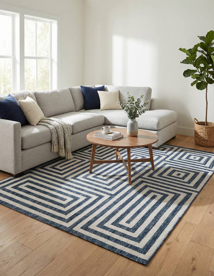 Detail image of 5' 3 x 8'  Washable Modern Indoor / Outdoor Rug