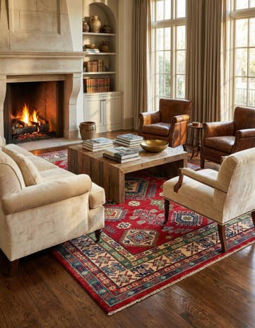 6' 7 x 9' 5 Hand Knotted Kazak Rug