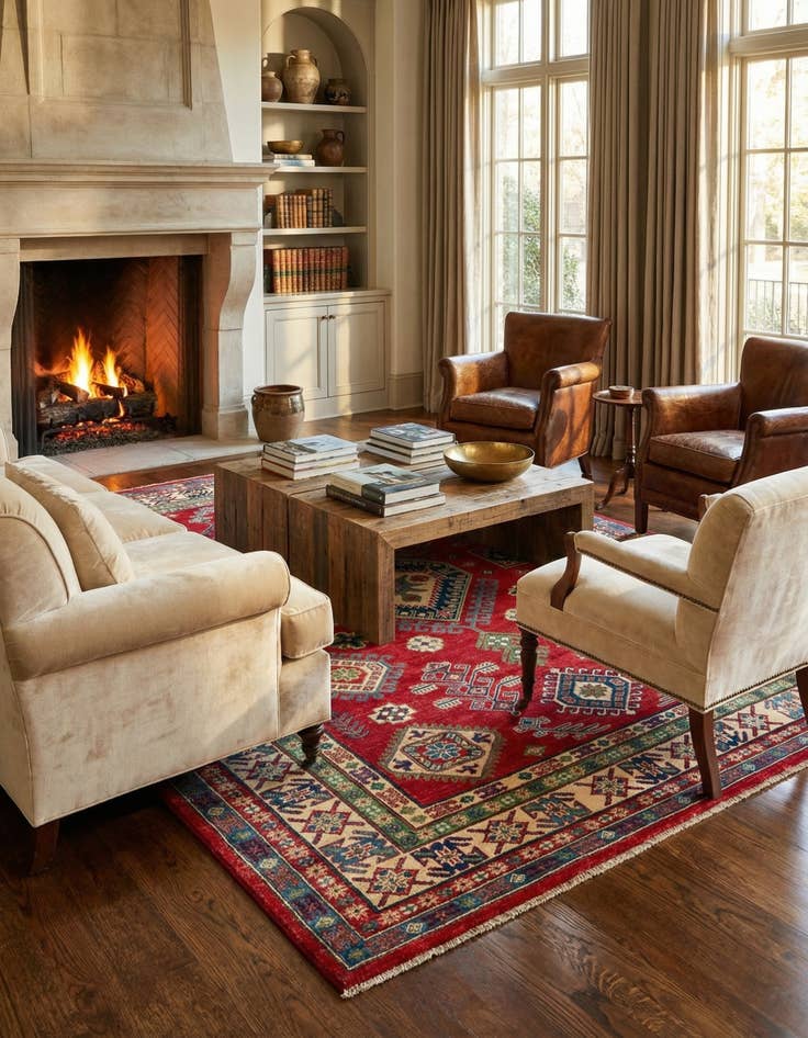 Detail image of  6' 7 x 9' 5  Hand Knotted Kazak Rug