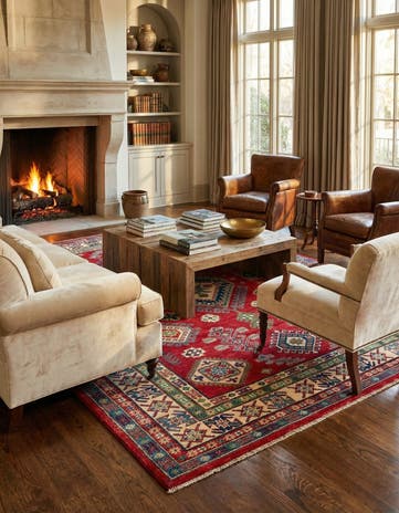 6' 7 x 9' 5 Hand Knotted Kazak Rug
