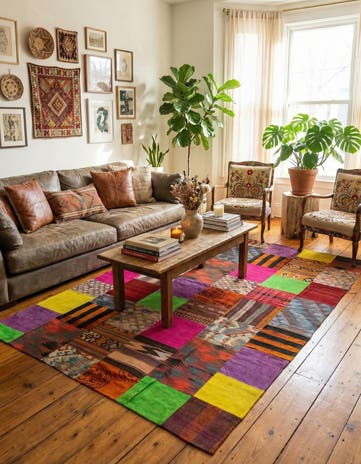 6' x 9' 8 Hand Woven Kilim Patchwork Wool Rug