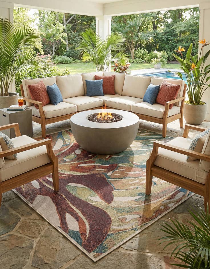 Detail image of 12' x 12'  Washable Baja Indoor / Outdoor Square Rug