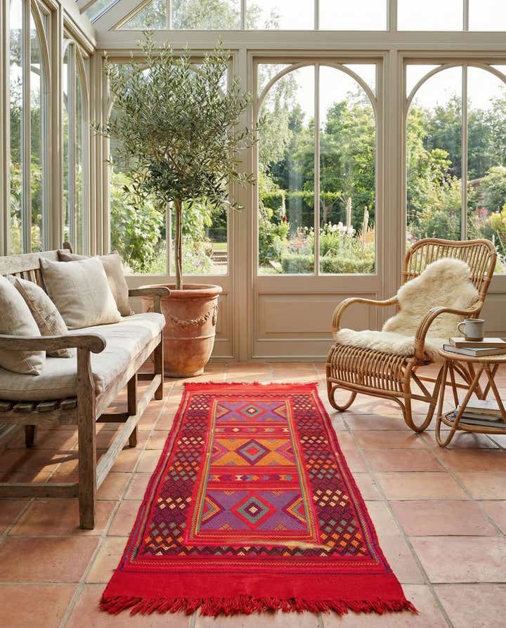 2' 6 x 8' Hand Knotted Kilim Fars Persian Wool Runner Rug