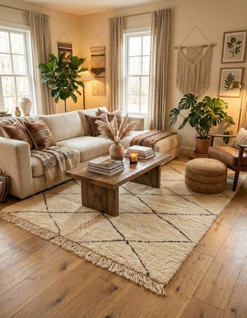 5' 1 x 8' 6 Hand Knotted Moroccan Wool Rug