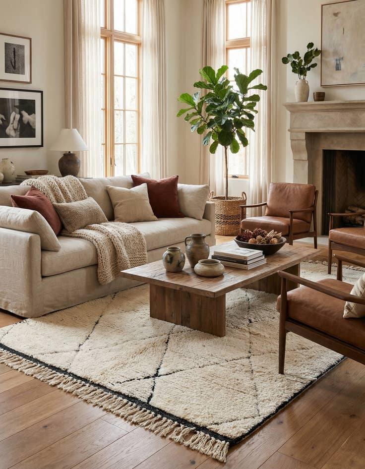 Detail image of 4' 8 x 8' 3  Hand Knotted Moroccan Wool Rug