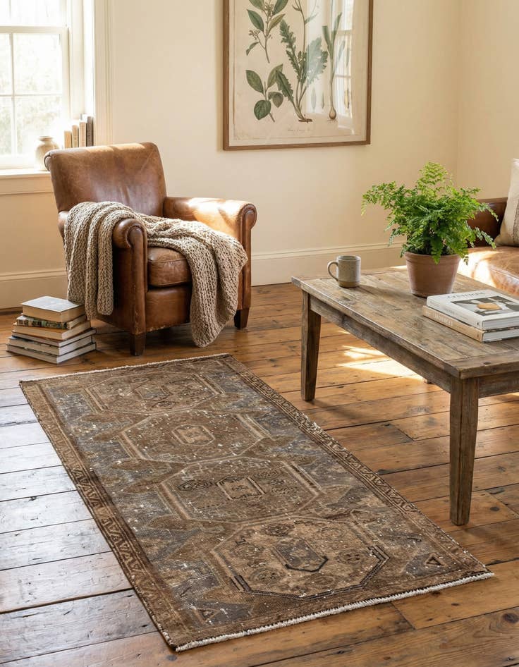 Detail image of 2' 10 x 6' Hand Knotted Ultra Vintage Persian Wool Runner Rug