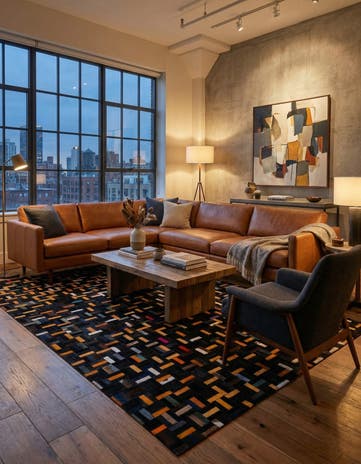 5' 1 x 8' 1 Cowhide - Patchwork Rug