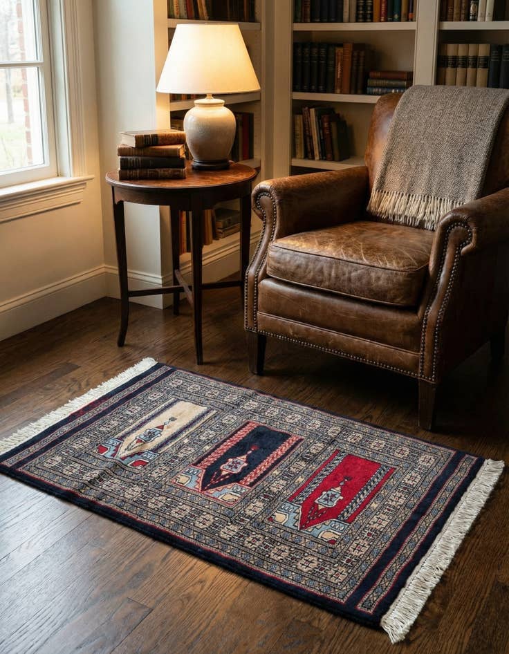 Detail image of 2' 2 x 3' 2  Hand Knotted Bokhara Oriental Wool Rug