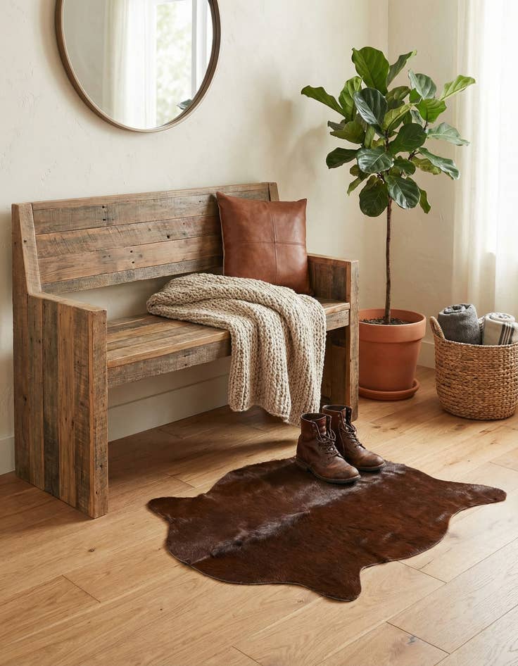 Detail image of 1' 8 x 2' 7 Cowhide Leather Rug