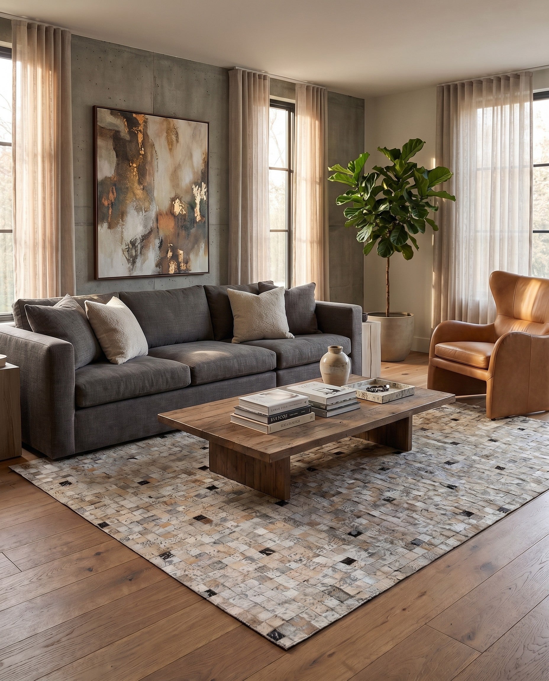 5' 4 x 7' 6 Cowhide Stocks Rug