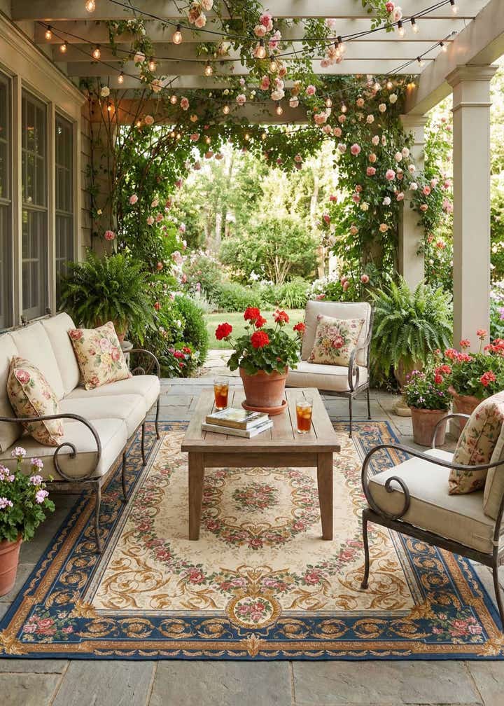 7' 10 x 10' Easy-Clean Traditional Indoor / Outdoor Rug