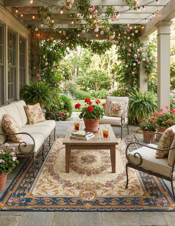 Detail image of  7' 10 x 10'  Washable Traditional Indoor / Outdoor Rug